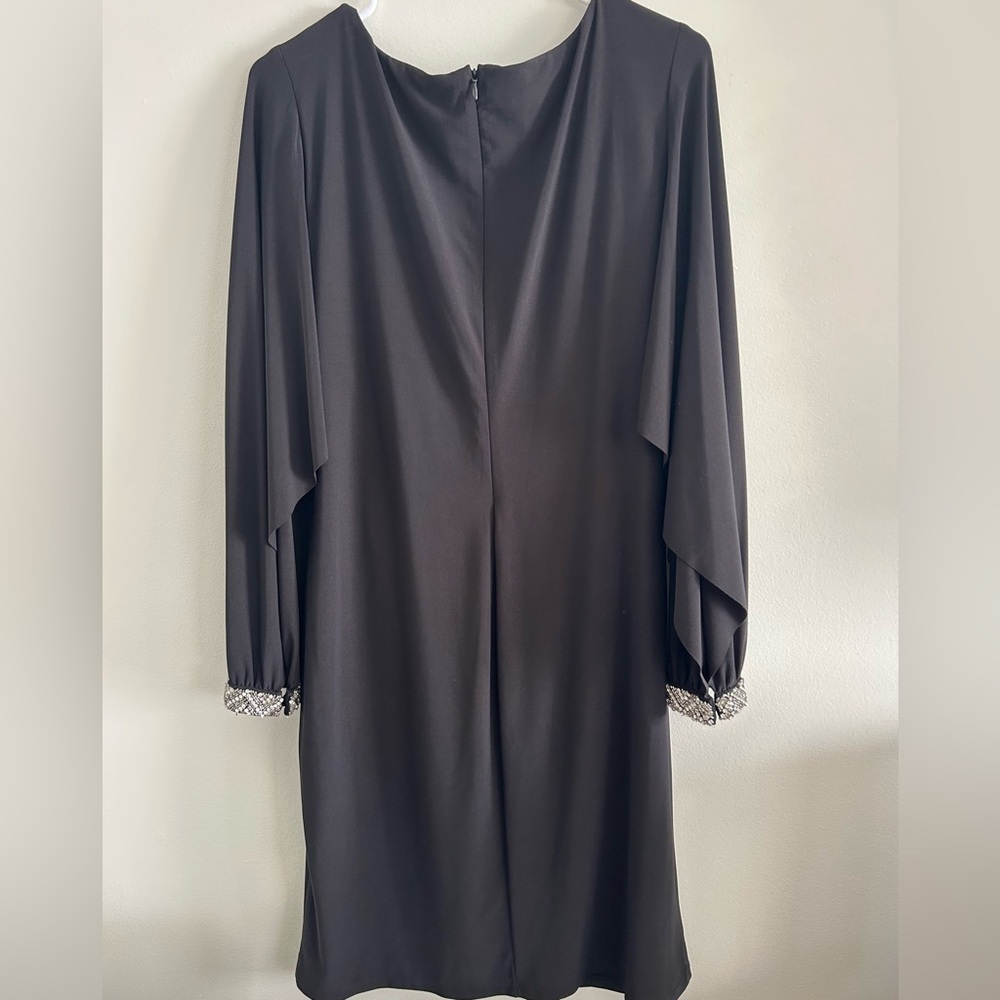 Lauren Ralph Lauren Black Beaded Cuff Draped Dress Size 14 NWT - Picture 4 of 7